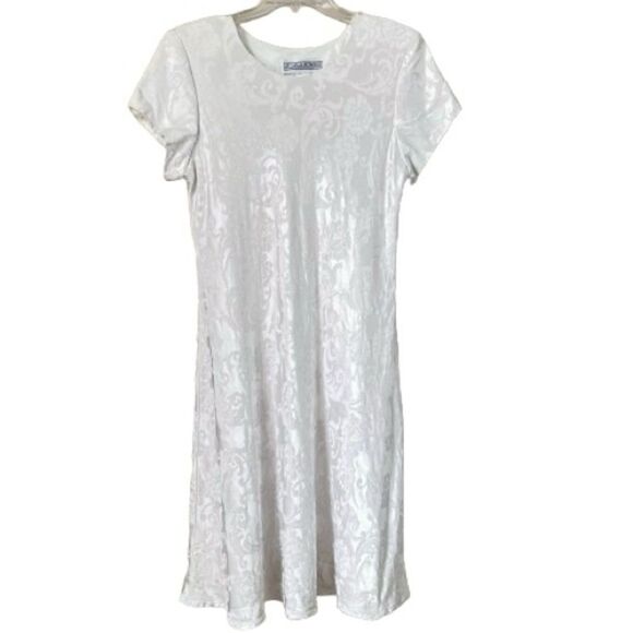 Vintage Jessica Howard Brocade Floral Princess Cut Cream Cocktail Dress - Picture 1 of 14